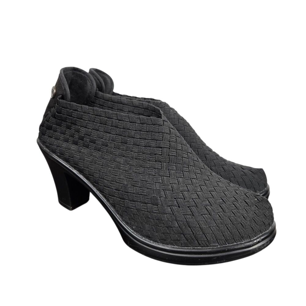 Bernie Mev Chesca Ankle Boots Sz 38 US 7.5 - 8 Black Woven Block Heel